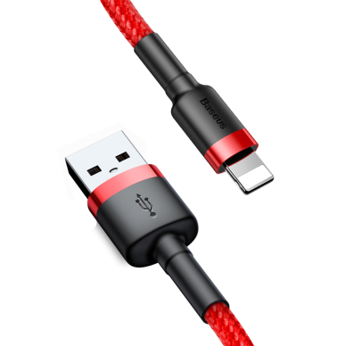 USB Kabelis Durable Nylon Braided Wire Usb / Lightning Qc3.0 2.4A 1M raudonas (Calklf-B09) 4 USB Kabelis Durable Nylon Braided Wire Usb / Lightning Qc3.0 2.4A 1M raudonas (Calklf-B09) 4