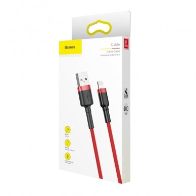 USB Kabelis Durable Nylon Braided Wire Usb / Lightning Qc3.0 2.4A 1M raudonas (Calklf-B09) 8