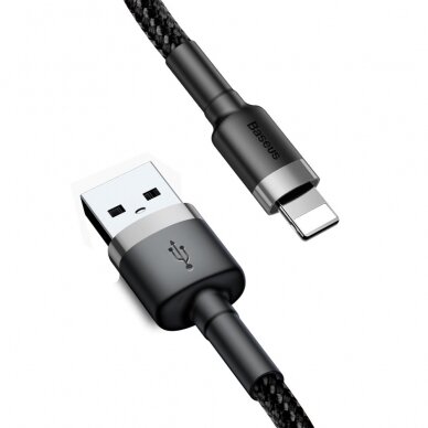USB Kabelis Durable Nylon Braided Wire Usb / Lightning Qc3.0 2A 3M Juodas/pilkas (Calklf-Rg1) 1 USB Kabelis Durable Nylon Braided Wire Usb / Lightning Qc3.0 2A 3M Juodas/pilkas (Calklf-Rg1) 1