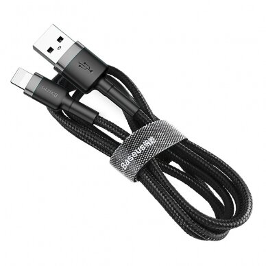 USB Kabelis Durable Nylon Braided Wire Usb / Lightning Qc3.0 2A 3M Juodas/pilkas (Calklf-Rg1) 4 USB Kabelis Durable Nylon Braided Wire Usb / Lightning Qc3.0 2A 3M Juodas/pilkas (Calklf-Rg1) 4