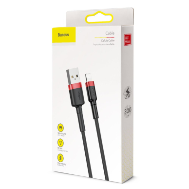 USB Kabelis Durable Nylon Braided Wire Usb / Lightning Qc3.0 2A 3M Juodas/raudonas (Calklf-R91)  8