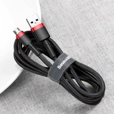 USB Kabelis Durable Nylon Braided Wire Usb / Micro Usb Qc3.0 1.5A 2M Juodas/raudonas (Camklf-C91) 7 USB Kabelis Durable Nylon Braided Wire Usb / Micro Usb Qc3.0 1.5A 2M Juodas/raudonas (Camklf-C91) 7