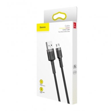 USB Kabelis Durable Nylon Braided Wire Usb / Micro Usb Qc3.0 2.4A 1M Juodas/pilkas (Camklf-Bg1) 10