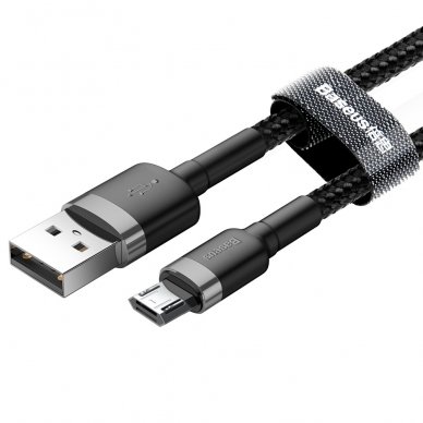 USB Kabelis Durable Nylon Braided Wire Usb / Micro Usb Qc3.0 2.4A 1M Juodas/pilkas (Camklf-Bg1) 9