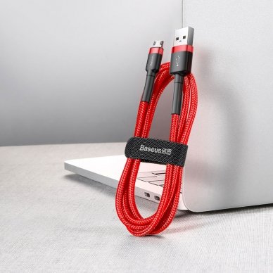 USB Kabelis Durable Nylon Braided Wire Usb / Micro Usb Qc3.0 2.4A 1M raudonas (Camklf-B09) UGLX912 5