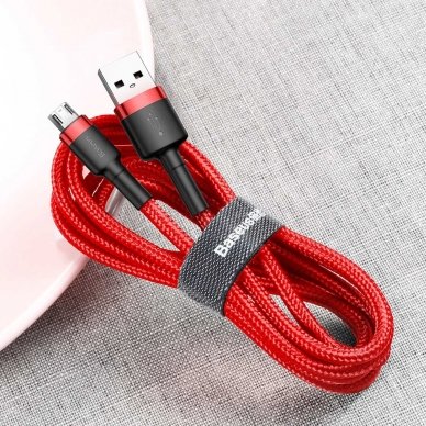 USB Kabelis Durable Nylon Braided Wire Usb / Micro Usb Qc3.0 2.4A 1M raudonas (Camklf-B09) UGLX912 8