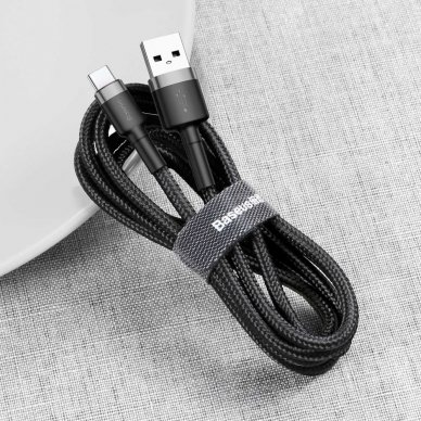 USB Kabelis Durable Nylon Braided Wire Usb / Usb-C Qc3.0 2A 2M Juodas/pilkas (Catklf-Cg1) 3