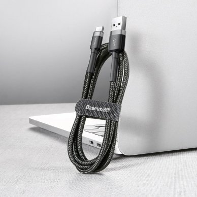 USB Kabelis Durable Nylon Braided Wire Usb / Usb-C Qc3.0 2A 2M Juodas/pilkas (Catklf-Cg1) 4