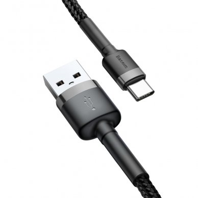 USB Kabelis Durable Nylon Braided Wire Usb / Usb-C Qc3.0 2A 2M Juodas/pilkas (Catklf-Cg1) 6
