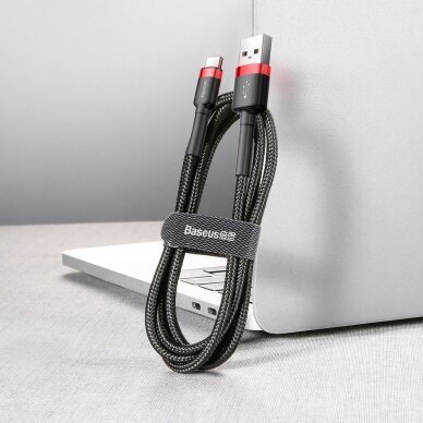 USB Kabelis Durable Nylon Braided Wire Usb / Usb-C Qc3.0 2A 2M Juodas/raudonas (Catklf-C91) 4
