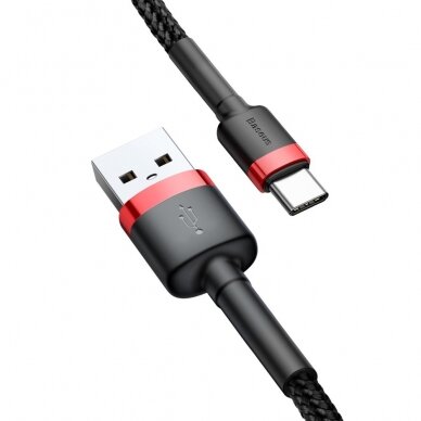 USB Kabelis Durable Nylon Braided Wire Usb / Usb-C Qc3.0 2A 2M Juodas/raudonas (Catklf-C91) 6