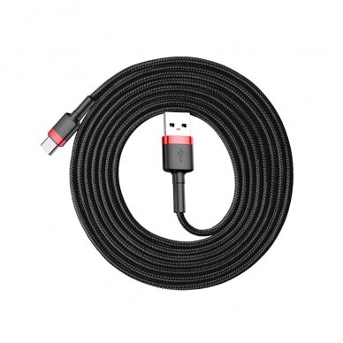 USB Kabelis Durable Nylon Braided Wire Usb / Usb-C Qc3.0 2A 2M Juodas/raudonas (Catklf-C91) 7
