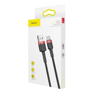 USB Kabelis Durable Nylon Braided Wire Usb / Usb-C Qc3.0 2A 2M Juodas/raudonas (Catklf-C91) 8