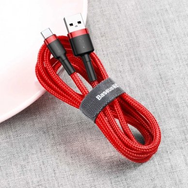 USB Kabelis Durable Nylon Braided Wire Usb / Usb-C Qc3.0 2A 2M raudonas (Catklf-C09) 3