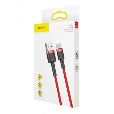 USB Kabelis Durable Nylon Braided Wire Usb / Type-C Qc3.0 3A 0,5M raudonas (Catklf-A09) 8