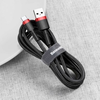 USB Kabelis Durable Nylon Braided Wire Usb / Usb-C Qc3.0 3A 1M Juodas/raudonas (Catklf-B91) 2