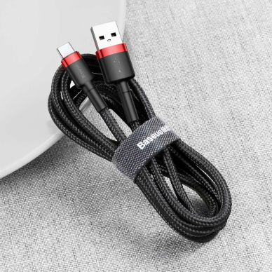 USB Kabelis Durable Nylon Braided Wire Usb / Usb-C Qc3.0 3A 1M Juodas/raudonas (Catklf-B91) 2 USB Kabelis Durable Nylon Braided Wire Usb / Usb-C Qc3.0 3A 1M Juodas/raudonas (Catklf-B91) 2
