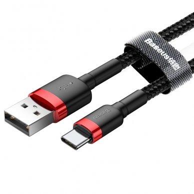 USB Kabelis Durable Nylon Braided Wire Usb / Usb-C Qc3.0 3A 1M Juodas/raudonas (Catklf-B91) 3