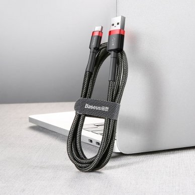 USB Kabelis Durable Nylon Braided Wire Usb / Usb-C Qc3.0 3A 1M Juodas/raudonas (Catklf-B91) 4