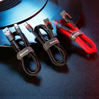 USB Kabelis Durable Nylon Braided Wire Usb / Usb-C Qc3.0 3A 1M Juodas/raudonas (Catklf-B91) 5
