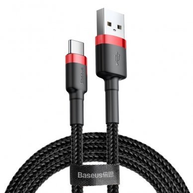 USB Kabelis Durable Nylon Braided Wire Usb / Usb-C Qc3.0 3A 1M Juodas/raudonas (Catklf-B91)