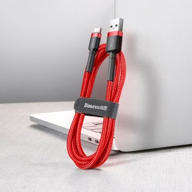 USB Kabelis Durable Nylon Braided Wire Usb / Usb-C Qc3.0 3A 1M raudonas (Catklf-B09) 4