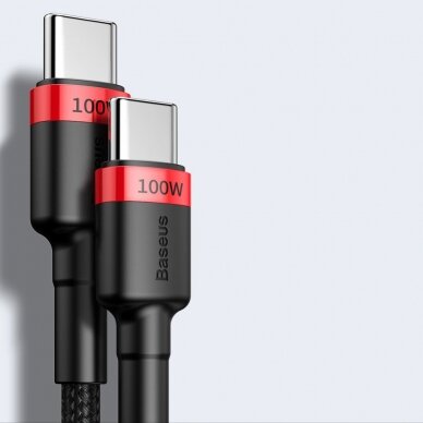 Baseus Cafule kabelis su nailoniniu pynimu USB Typ C PD Power Delivery 2.0 100W 20V 5A 2m juodas (CATKLF-AL91) 11