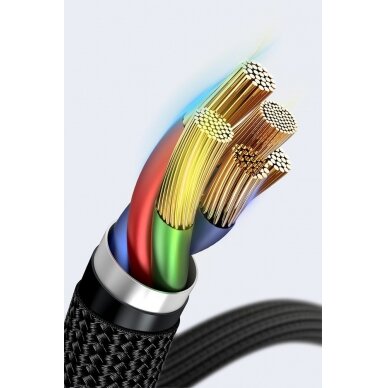 Baseus Cafule kabelis su nailoniniu pynimu USB Typ C PD Power Delivery 2.0 100W 20V 5A 2m juodas (CATKLF-AL91) 14