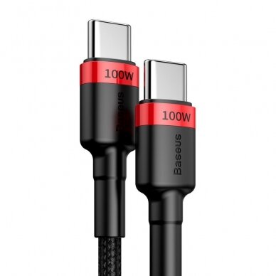 Baseus Cafule kabelis su nailoniniu pynimu USB Typ C PD Power Delivery 2.0 100W 20V 5A 2m juodas (CATKLF-AL91) 3