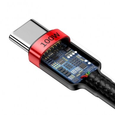 Baseus Cafule kabelis su nailoniniu pynimu USB Typ C PD Power Delivery 2.0 100W 20V 5A 2m juodas (CATKLF-AL91) 4
