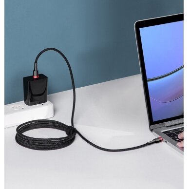 Baseus Cafule kabelis su nailoniniu pynimu USB Typ C PD Power Delivery 2.0 100W 20V 5A 2m juodas (CATKLF-AL91) 7