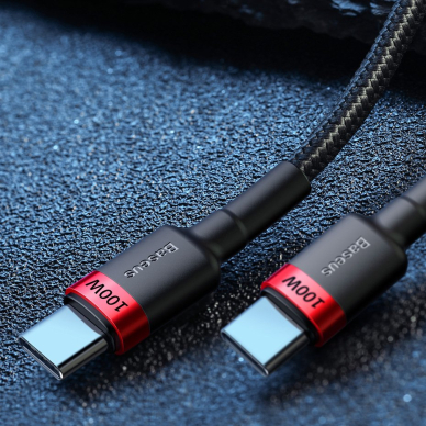 Baseus Cafule kabelis Nylon Braided Wire USB Typ C PD Power Delivery 2.0 100W 20V 5A 2m pilkas (CATKLF-ALG1) 10