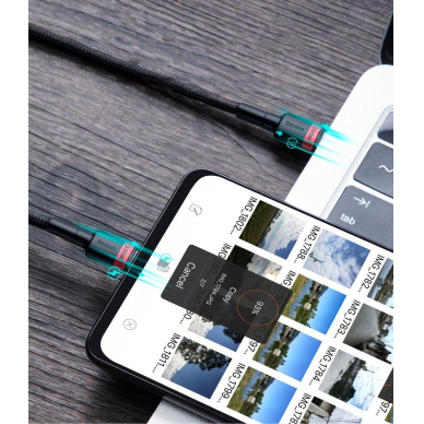 Baseus Cafule kabelis Nylon Braided Wire USB Typ C PD Power Delivery 2.0 100W 20V 5A 2m pilkas (CATKLF-ALG1) 13 Baseus Cafule kabelis Nylon Braided Wire USB Typ C PD Power Delivery 2.0 100W 20V 5A 2m pilkas (CATKLF-ALG1) 13