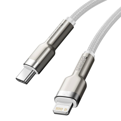 Baseus Cafule Series Metal Data USB-C / Lightning 20W PD Kabelis 2 m - baltas 3 Baseus Cafule Series Metal Data USB-C / Lightning 20W PD Kabelis 2 m - baltas 3