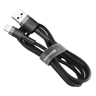 Krovimo kabelis Baseus Cafule USB-A / Lightning 1.5 A QC 3.0 2 m – juodas Krovimo kabelis Baseus Cafule USB-A / Lightning 1.5 A QC 3.0 2 m – juodas