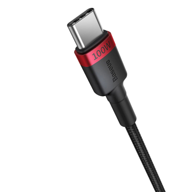 Baseus Cafule USB-C / USB-C 100W Kabelis 2 m - red-JuodasJuodas-gray (2 pcs.) 2 Baseus Cafule USB-C / USB-C 100W Kabelis 2 m - red-JuodasJuodas-gray (2 pcs.) 2