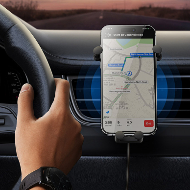 Laikiklis Baseus car holder built-in 15W inductive charger Juodas 13 Laikiklis Baseus car holder built-in 15W inductive charger Juodas 13