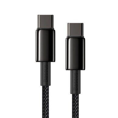 Krovimo kabelis Baseus CATWJ-01 USB-C / USB-C PD QC 100 W 5 A 1 m – juodas 2 Krovimo kabelis Baseus CATWJ-01 USB-C / USB-C PD QC 100 W 5 A 1 m – juodas 2