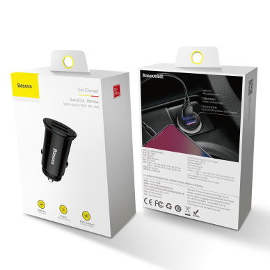 Automobilinis įkroviklis Baseus Circular Universal Smart Car Charger 2X Usb Qc3.0 Quick Charge 3.0 Scp Afc 30W juodas 14 Automobilinis įkroviklis Baseus Circular Universal Smart Car Charger 2X Usb Qc3.0 Quick Charge 3.0 Scp Afc 30W juodas 14
