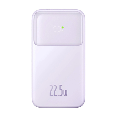 Baseus Comet Series powerbankdisplay 10000mAh 22.5W - violetinis + USB-A / USB-C Kabelis 1