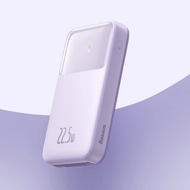 Baseus Comet Series powerbankdisplay 20000mAh 22.5W - violetinis + USB-A / USB-C Kabelis 10 Baseus Comet Series powerbankdisplay 20000mAh 22.5W - violetinis + USB-A / USB-C Kabelis 10