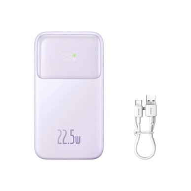 Baseus Comet Series powerbankdisplay 20000mAh 22.5W - violetinis + USB-A / USB-C Kabelis Baseus Comet Series powerbankdisplay 20000mAh 22.5W - violetinis + USB-A / USB-C Kabelis