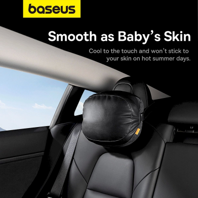 Baseus ComskirtastRide Series automobilio galvos atramos pagalvėlė su 2 medžiagomis – juodas 14
