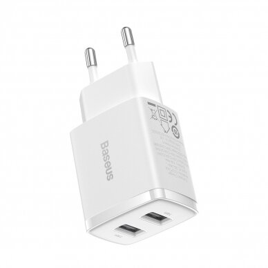 Baseus Compact Charger 2U 10.5W EU Baltas 6 Baseus Compact Charger 2U 10.5W EU Baltas 6