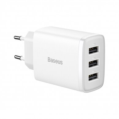 Baseus Compact Charger 3U 17W EU Baltas Baseus Compact Charger 3U 17W EU Baltas