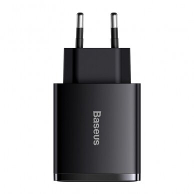 Kompaktinis Greitas Buitinis Įkroviklis Baseus Compact quick charger USB Type C / 2x USB 30W 3A Power Delivery Quick Charge Juodas (CCXJ-E01) 1