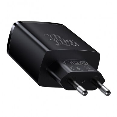Kompaktinis Greitas Buitinis Įkroviklis Baseus Compact quick charger USB Type C / 2x USB 30W 3A Power Delivery Quick Charge Juodas (CCXJ-E01) 2