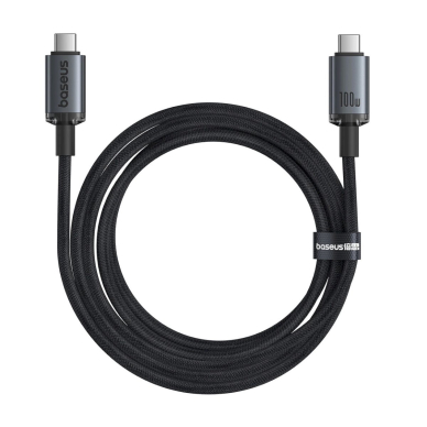 Baseus Crystal Shine CB000089 USB-C / USB-C USB3.2 kabelis 100W 20Gb 1.5 m – juodas 1