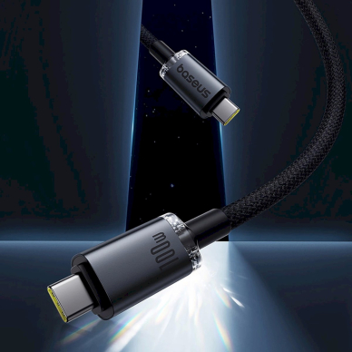 Baseus Crystal Shine CB000089 USB-C / USB-C USB3.2 kabelis 100W 20Gb 1.5 m – juodas 10