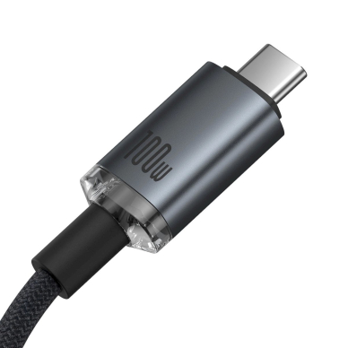 Baseus Crystal Shine CB000089 USB-C / USB-C USB3.2 kabelis 100W 20Gb 1.5 m – juodas 2